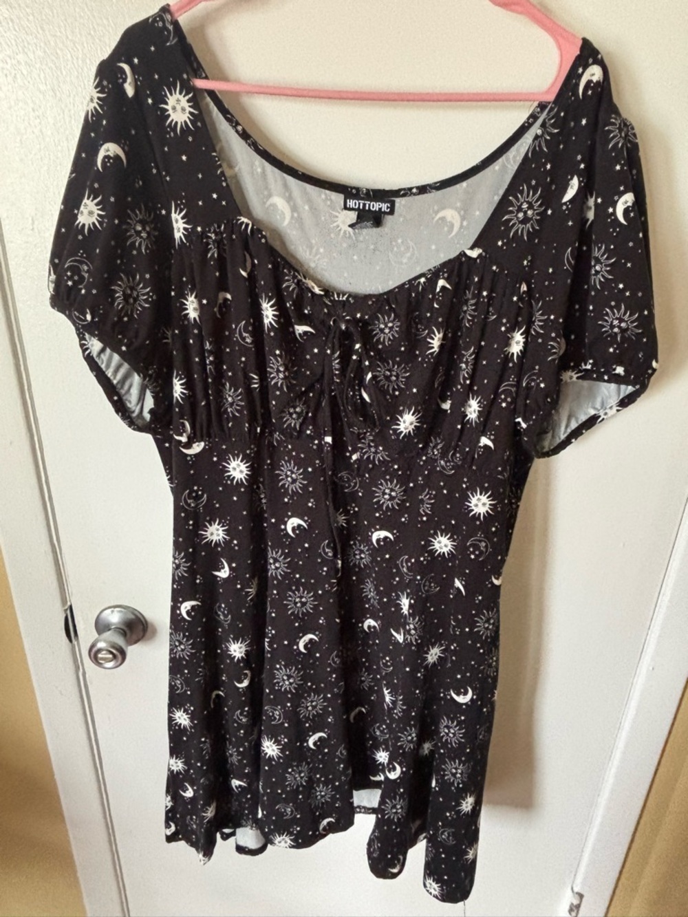 Hot Topic Black Dress with Cream Celestial Print
